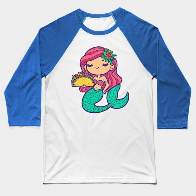 Mermaid with a Taco Baseball T-Shirt by DavesTees